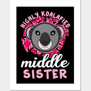 Highly Koalafied Middle Sister Sibling Funny Koala Cartoon Posters and Art